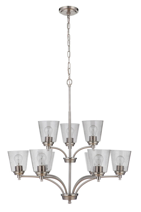 Craftmade Tyler 9 Light Chandelier in Brushed Polished Nickel Finish Model: 50229-BNK